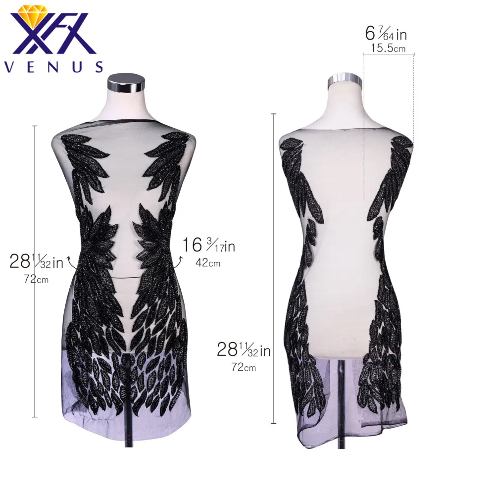 

1Set Rhinestones Sequins Beads Applique Crystals Decorative Long Patches Bridal Long Ball Gown Trim Dress for Evening Prom Dress