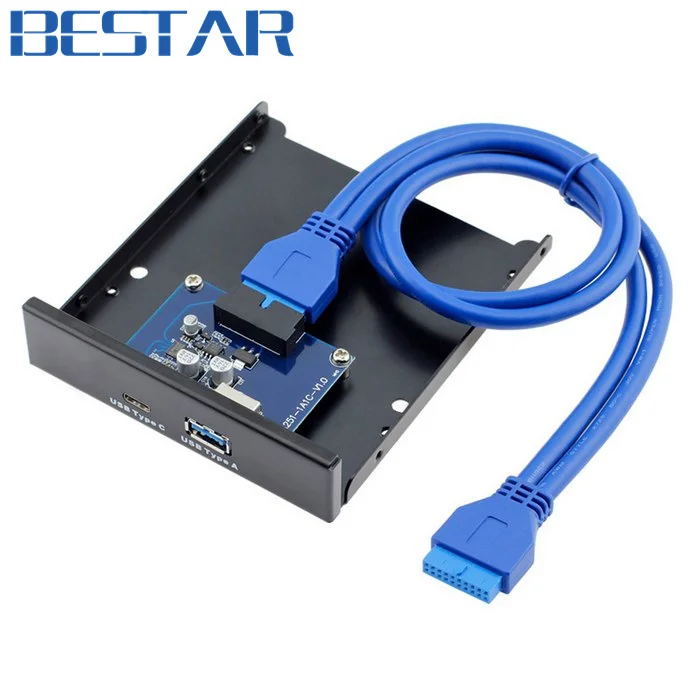 

USB 3.0 Type-A & USB 3.1 USB Type-C USB-C Dual Port to Motherboard 20Pin Front Panel for 3.5" Floppy Bay