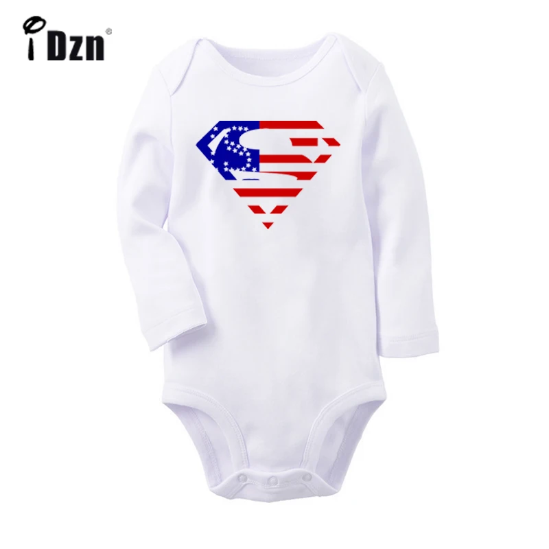 Popular Superman Symbol Animation Wonder Woman Design Newborn Baby Bodysuit Toddler Long Sleeve Onsies Jumpsuit Cotton Clothes