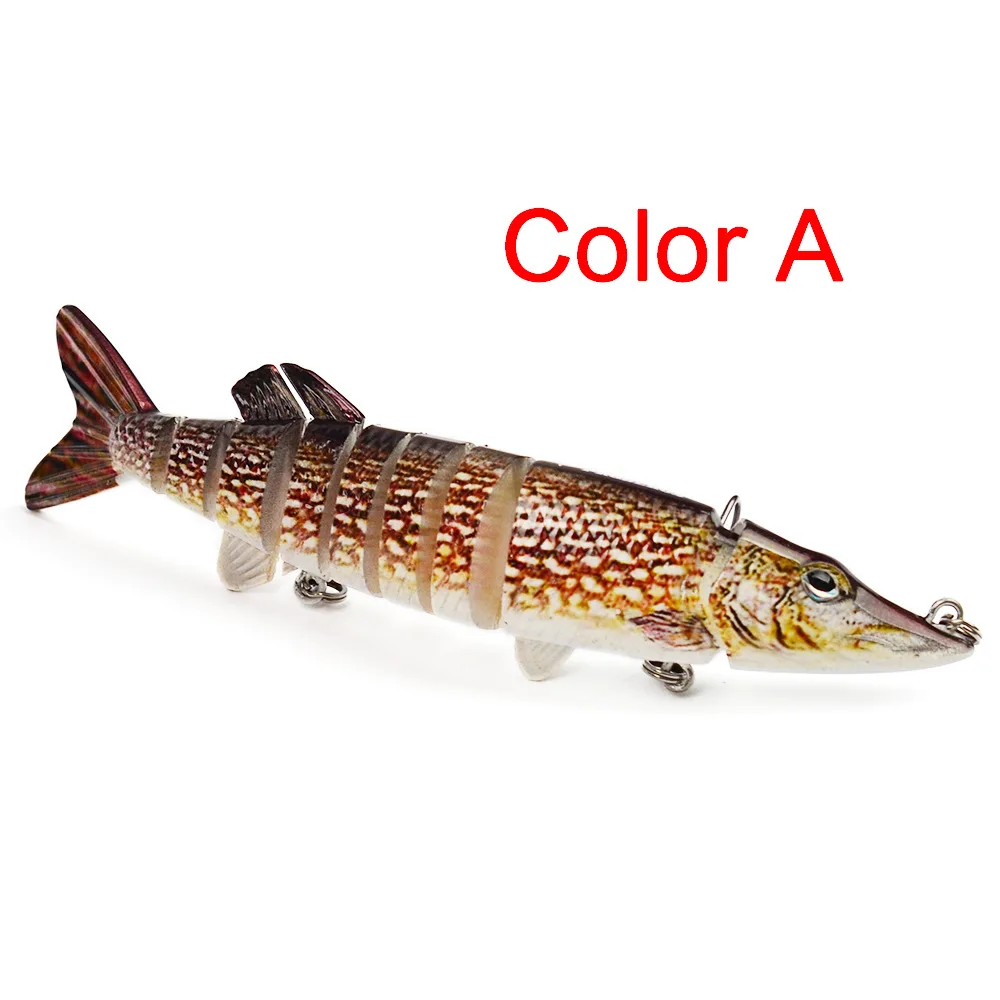 12.5cm/20g Artificial Fishing Lure Bait 3D Eyes 9 Segments 2 Hooks Fish Lures Sea Fishing Crankbait Swimbait Tackle 4# Newest