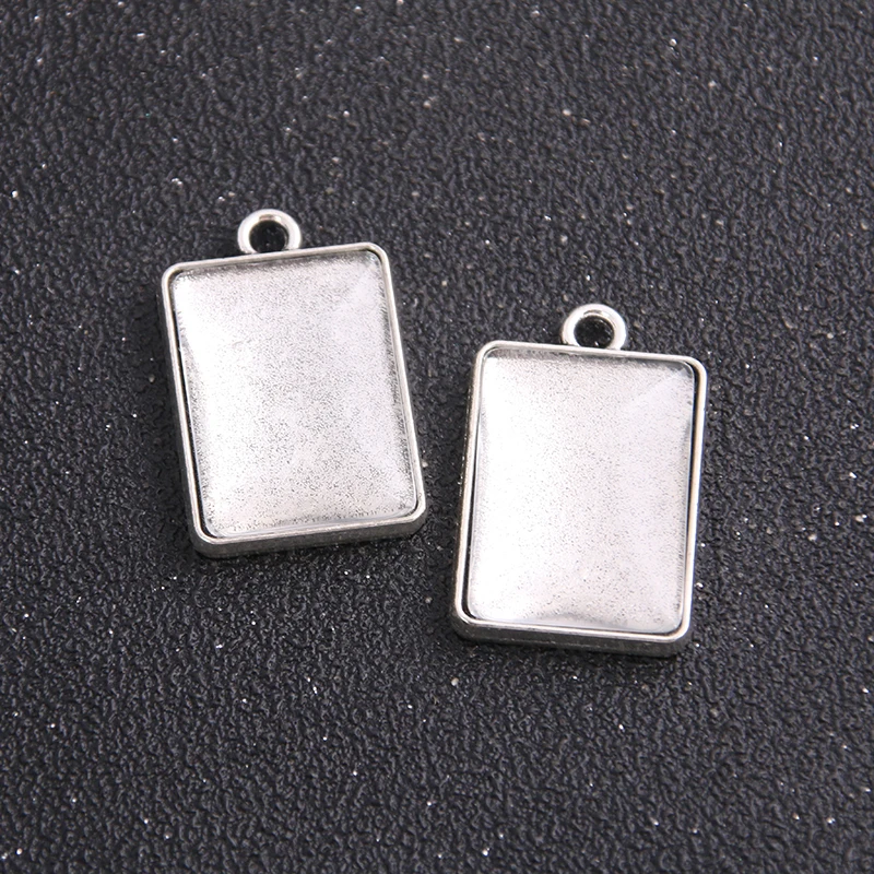 

5pcs/lot Antique Silver cabochon pendant base tray blanks Inner 18*25mm jewelry rectangle bezels diy settings