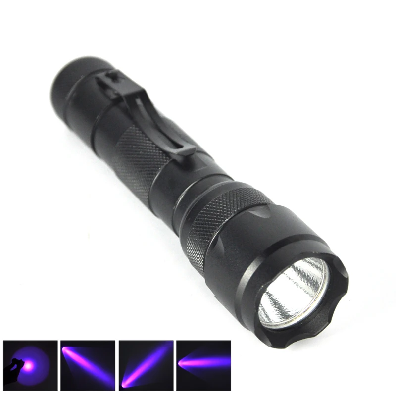 

BORUiT WF-502B XPE LED UV Flashlight 395nm Purple Torch Adhesive Curing Travel Safety Detection Violet Light by 18650 Battery