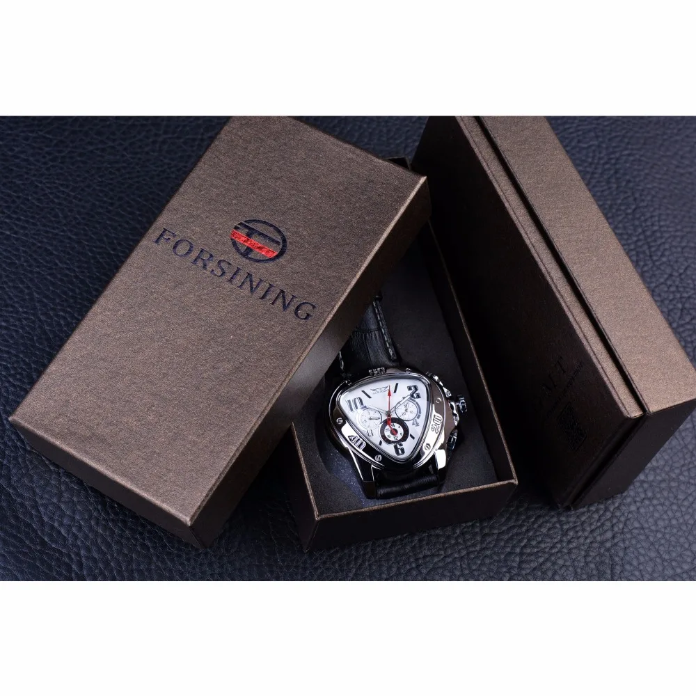 JARAGAR Спорт Мода Дизайн мужские Часы лучший бренд класса люкс автоматические часы Треугольники 3 набора Дисплей Пояса из натуральной кожи ремешок часы