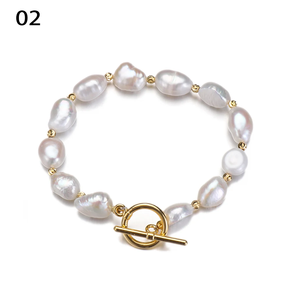 Горячая Мода барокко неправильная имитация жемчуга Золотая цепь с металлическими звеньями браслеты для женщин натуральный пресноводный жемчуг браслет Femme