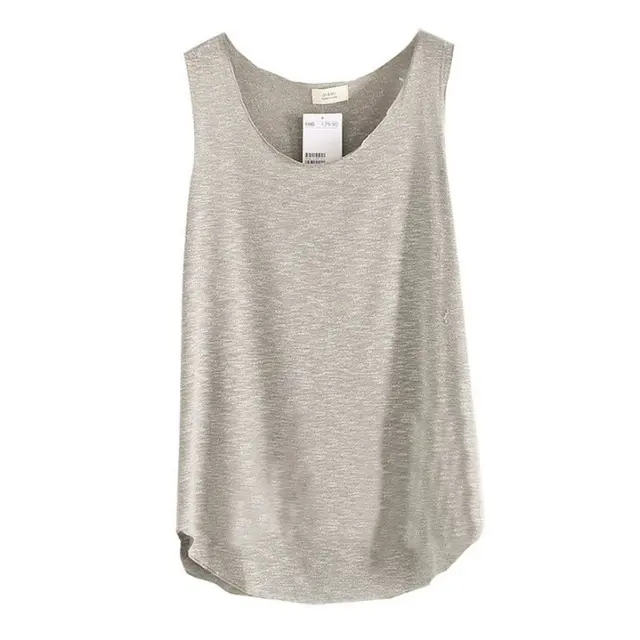 Summer New Shirt Women Bamboo cotton Sleeveless Round Neck Loose T Shirt Ladies Vest Singlets Comfortable H6