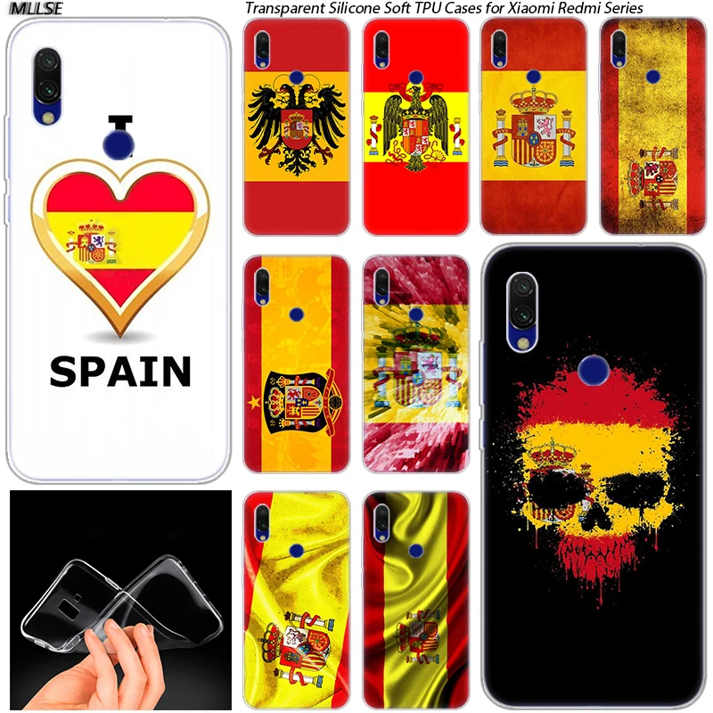 

Hot Spain Spanish flag Soft Silicone Case for Xiaomi Redmi K20 7 7A 5 5Plus 6 6A S2 Note 8 7 6 5 Pro Fashion Cover