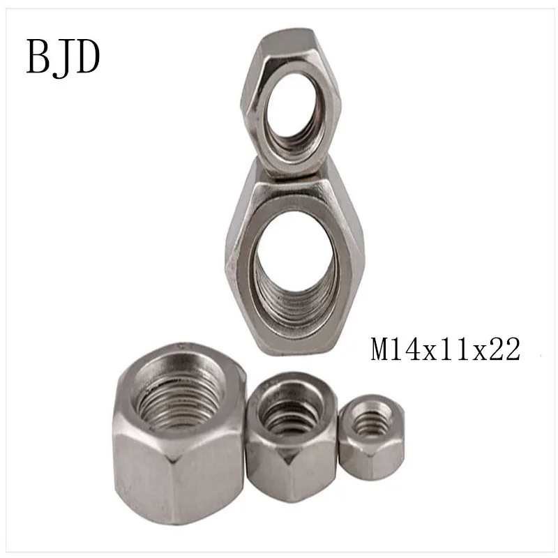 

5pcs DIN934 M14x11x22 14mm nut tainless steel metric thread hex M14 nut hexagon nuts lock screw bolt nut free shipping