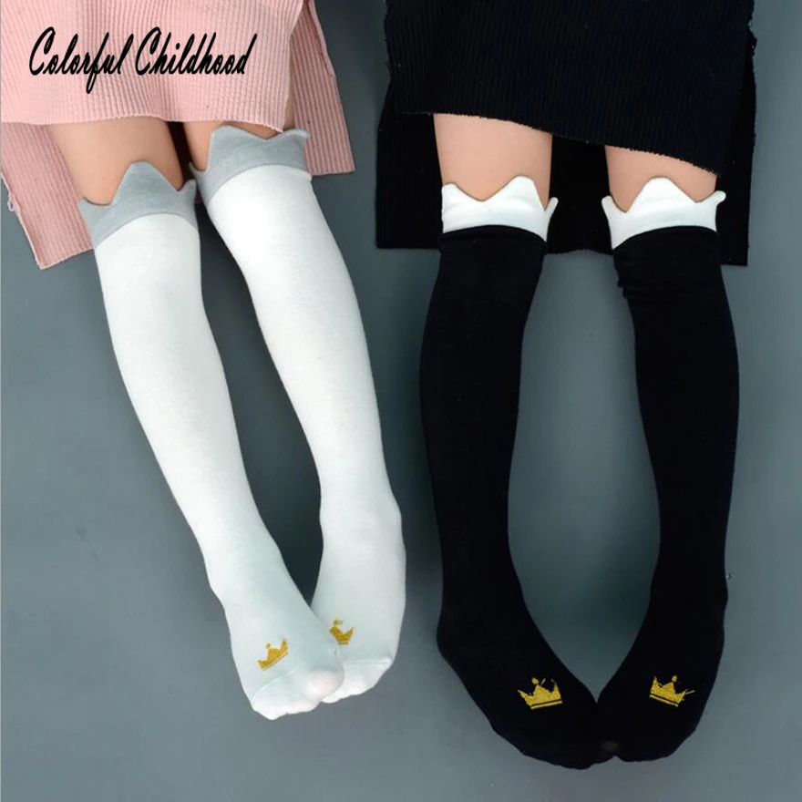 Одежда для маленьких девочек, носки до колен Детские Корона дизайн длинные носки из хлопка для маленьких мальчиков гетры детская одежда От 0 до 6 лет