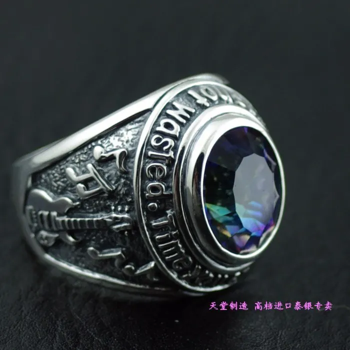 

Gv - british style gradient color thai silver ring