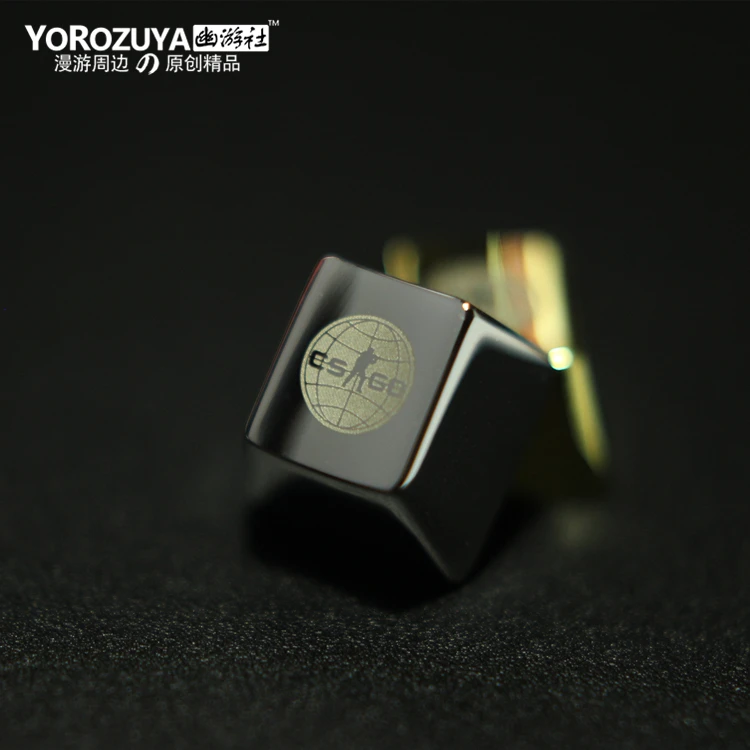 

1pc Silver/Golden Metal Key cap for CSGO Mechanical Keyboard cap R4 height Vacuum electroplating Laser radium carving
