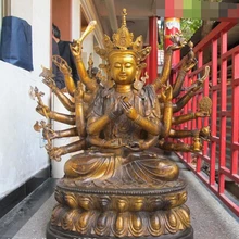 Bi002349 4" Огромный Тибет Народная Бронзовый 1000 Вооруженные Руки Авалокитешвара Кван юн Статуя Будды