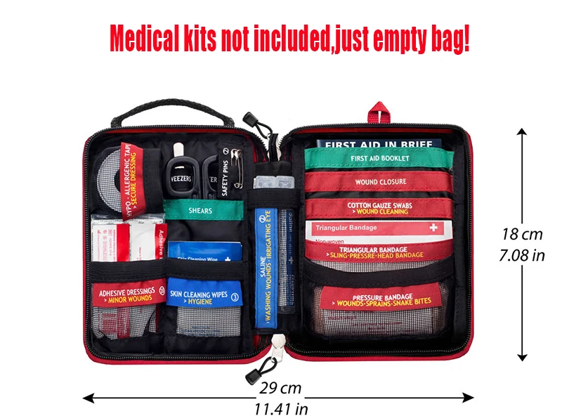 Bolsa vacía para Kit de primeros auxilios al aire libre salvaje supervivencia bolsa médica sin contenido Kit de primeros auxilios Camping Kits de emergencia bolsas