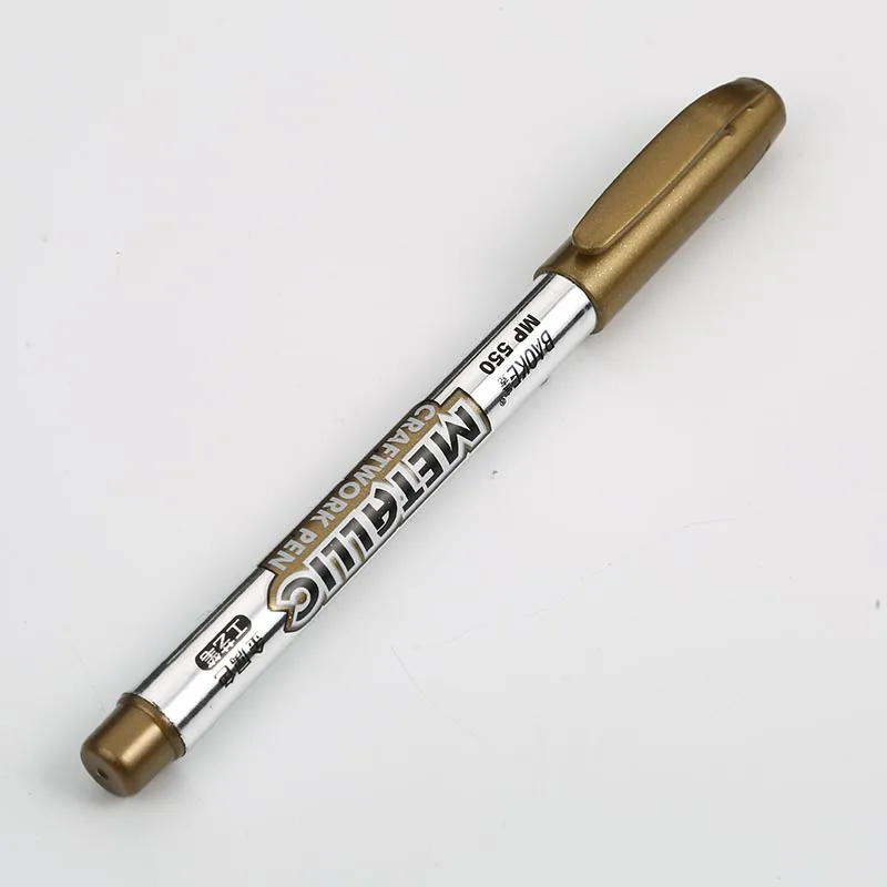 1 шт. DIY металлический водонепроницаемый маркер с перманентной краской ручки Шарпи золото и серебро 1,5 мм студенческие принадлежности маркер ручка для рукоделия - Цвет: Gold
