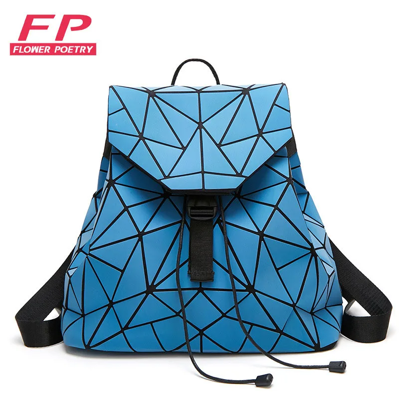 

New Women Backpack Luminous Geometric Drawstring Bag Plaid Female Backpacks For Teenage Girls Bagpack Holographic Backpack Bags