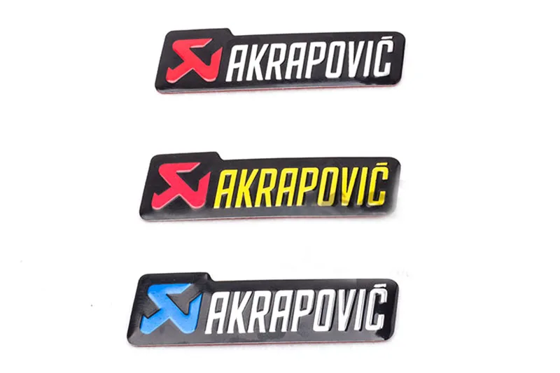 

TKOSM Universal 100X30mm Aluminium 3D Label Sticker Akrapovic Exhaust Muffler Sticker Silencer Decals For Motorcycle Three Color