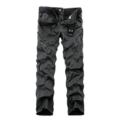 Армейские зеленые мужские военные брюки, облегающие рабочие брюки-карго, тактические повседневные Прямые длинные брюки, мужские брюки-карго с карманами - Цвет: Dark Gray