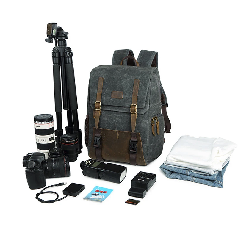 Careell 3059 кожаная сумка для камеры Рюкзаки Большая емкость сумка для ноутбука для цифровой видеокамеры дорожная сумка