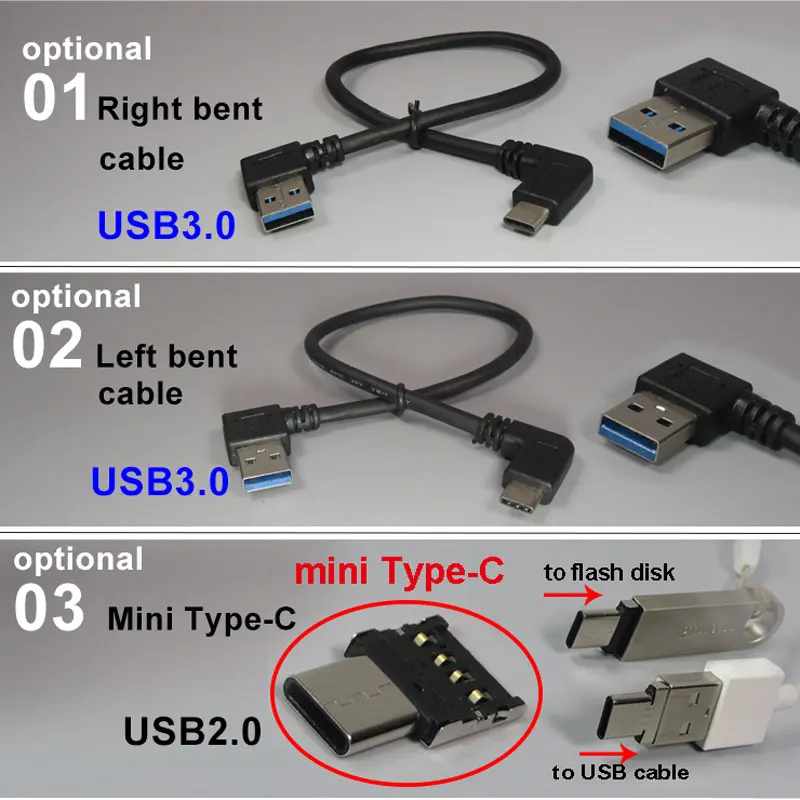 PCTONIC type-C to USB3.0 кабель-переходник типа A male to USB3.1 type-C 90 градусов прямоугольный изогнутый короткий кабель 30 см