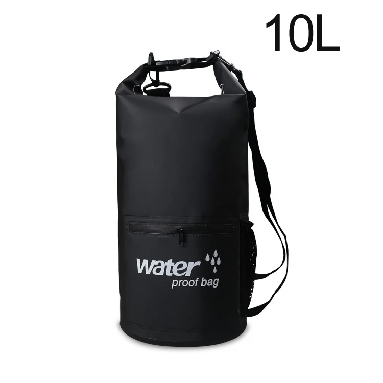 ПВХ 5L 10L 20L Открытый водонепроницаемый мешок сухой мешок плавательный мешок хранения для путешествий рафтинг гребли Каякинг Каноэ - Цвет: Black 10L