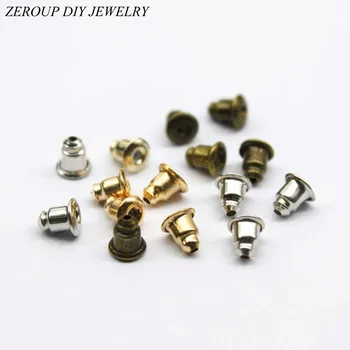 

200pcs Silver Color White K Plated Earring Back Plug Gold Copper Color Earring Base Ear Studs Back Supplies for Jewelry EB-02