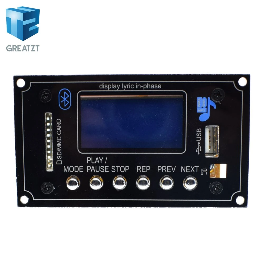 Greatzt 12 В Lyric Show Bluetooth MP3 декодирования доска USB/SD/AUX/FM DIY декодер для автомобиля