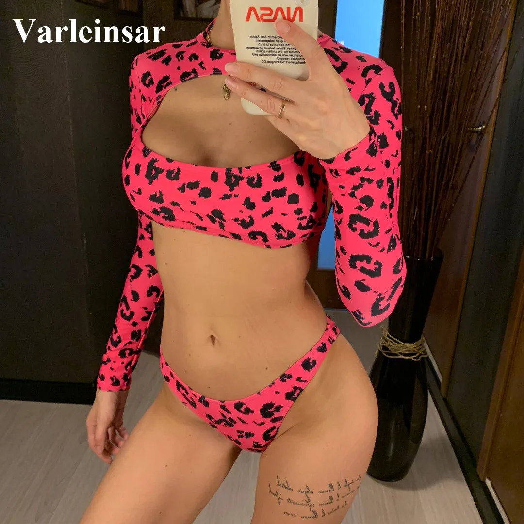 

NEW Green Sexy Long Sleeve Bikini 2019 Women Swimwear Female Swimsuit Three-pieces Bikini set Bather Bathing Suit Swim V1016G