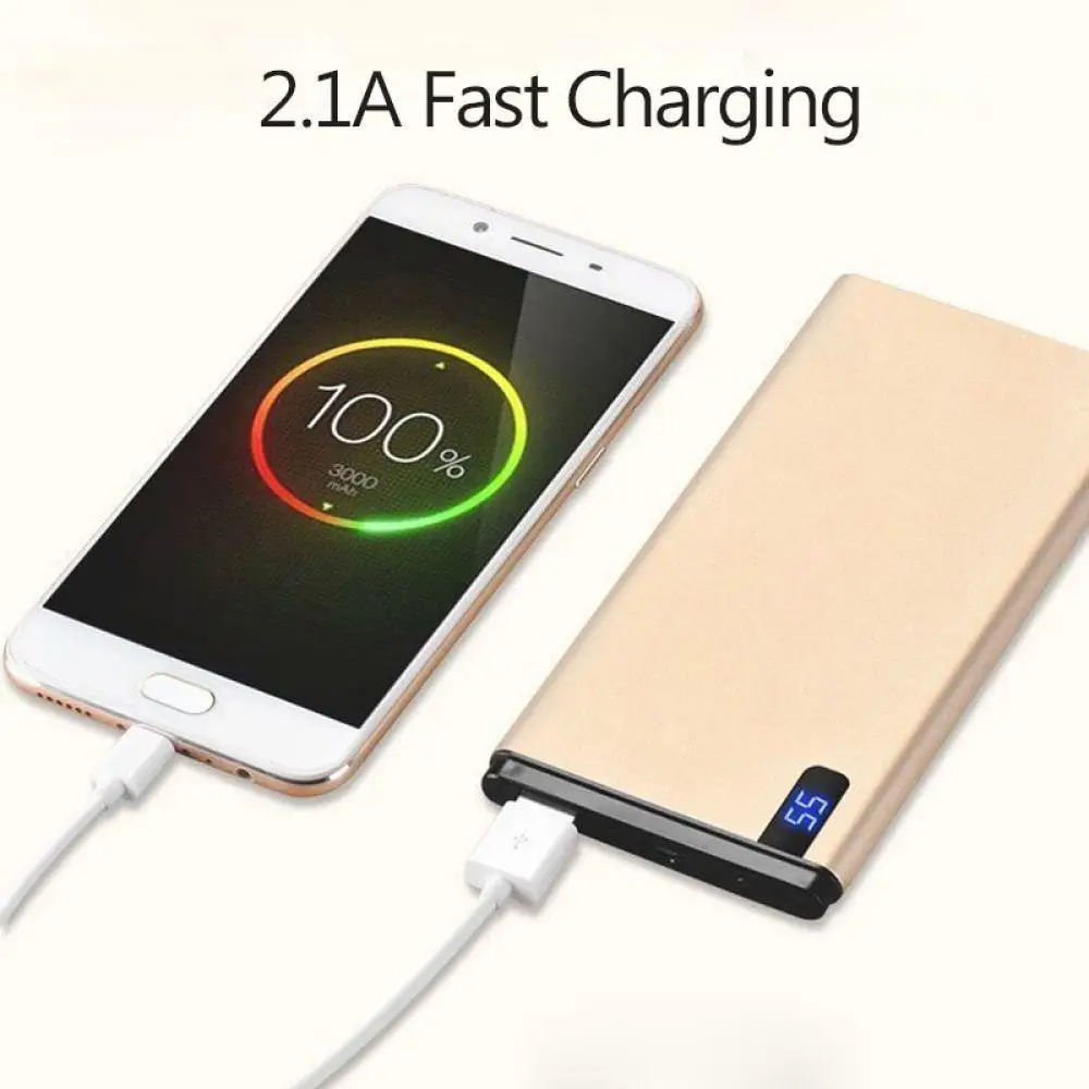 Slim 30000mAh Power Bank,Portable Ultra-thin Polymer Powerbank battery power-bank 10000mah With LED Light for Mobile Phone