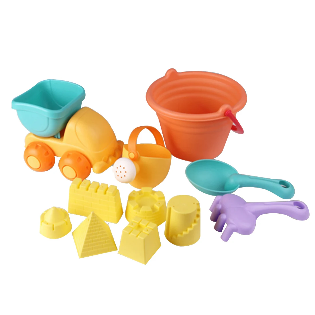 lower price  11-In-1 Beach Sand Toy Set Bucket Shovels Watering Can Children Safety Soft Plastic Gift Outdoor To