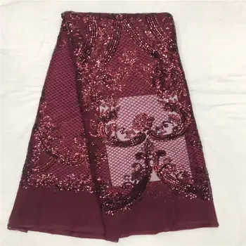 

Amazing sequins lace fabric Nigerian Gold fabric high quality Glittering African tulle lace Sequins fabric for Evening Dresses