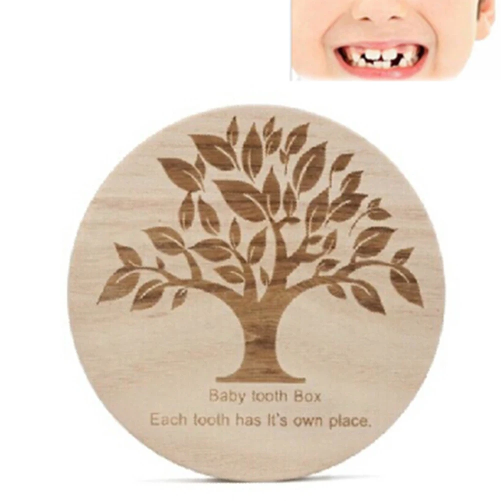 

Milk Teeth English language Wood Tooth Box Organizer Save Wood Storage Collecting Teeth Gifts