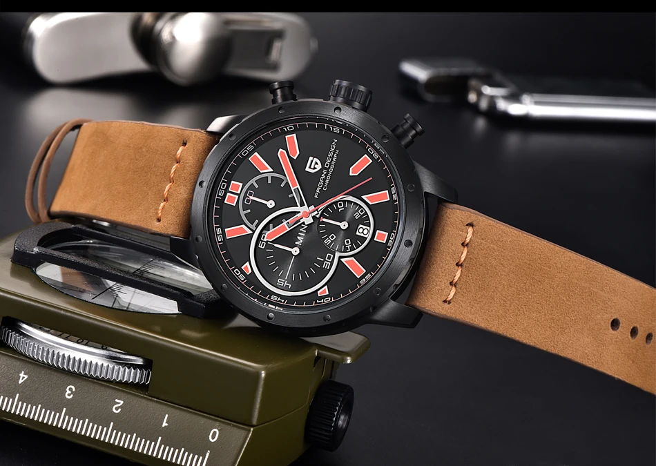 Часы мужские водонепроницаемые Хронограф Спортивные кварцевые часы люксовый бренд PAGANI Дизайн военные наручные часы relogio masculino
