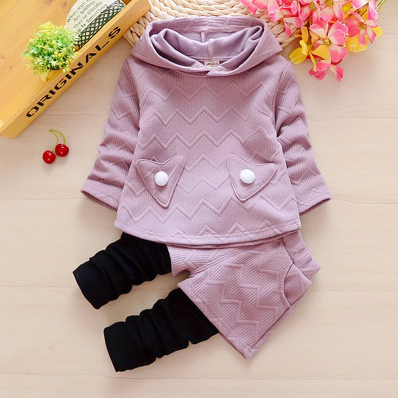Для новорожденных весенне-осенняя Одежда для девочек Комплекты Толстовки для малышей + Штаны 2 шт. спортивные костюмы для bebe для девочек