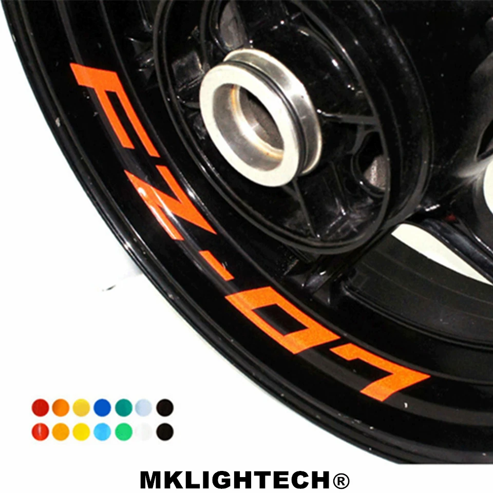 FZ 07 8 X CUSTOM INNER RIM DECALS WHEEL Reflective STICKERS STRIPES FIT