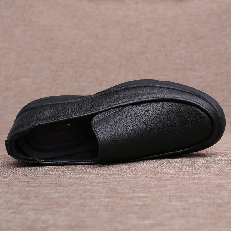 Monstceler Brand Men's Genuine Leather Shoes British Style Leisure Loafer Shoes Soft Bottom Wear-resistant Comfortable Shoes