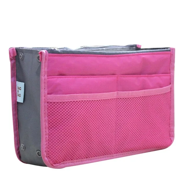 Женская нейлоновая сумка-Органайзер для путешествий, сумочка-кошелек, большая сумочка-вкладыш, косметичка для макияжа, дорожная сумка, дешевая женская сумка-тоут - Цвет: Mei red