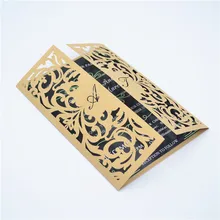 Бесплатные Индивидуальные инициалы дизайн светло-коричневый жемчуг лазерная резка, для свадьбы приглашения с пустая вставка и конверт