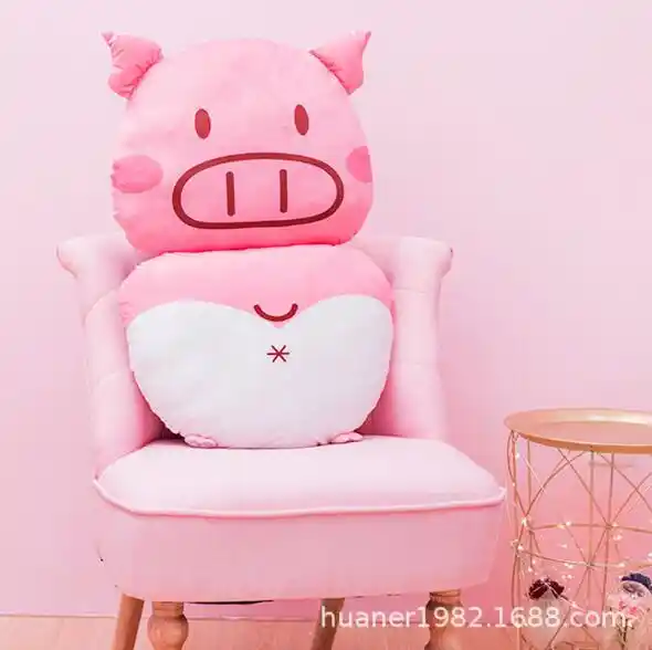 Cartoon Pink Pig Siamese Cushion Cushion Back One Thickened Office Seat Dining Chair Bench Ass Mat Plush Pillow Aliexpress