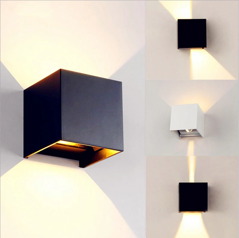 

IP65 adjustable surface mounted outdoor cube LED wall Light White body Led outdoor wall lamp black bodt Up and Down wall sconce