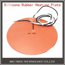 Delta Kossel 3D printer DIY 210 mm round silicone rubber heating plate film mat 220V 120W Round Silicone Rubber Heater Mat 210mm