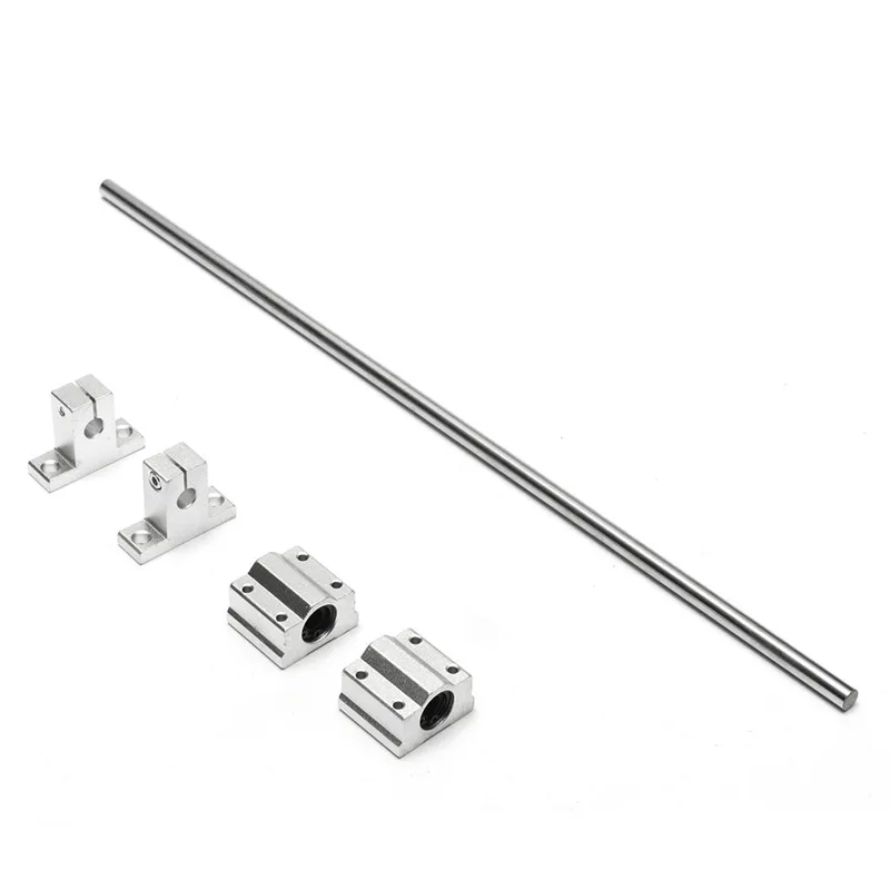 

Silver Stainless Steel 8x400MM Lead Rod Optical Axis + 2pcs Aluminum Rail Shaft Support + 2pcs Linear Slide Block