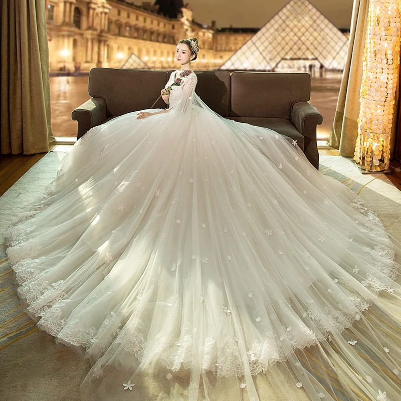 Свадебное платье с накидкой для девочек; Robe Mariage в стиле «принцесс» с рисунком звездного неба с аппликацией и вышивкой платье узоры церковь для выпускного бала Роскошные свадебное платье TS998