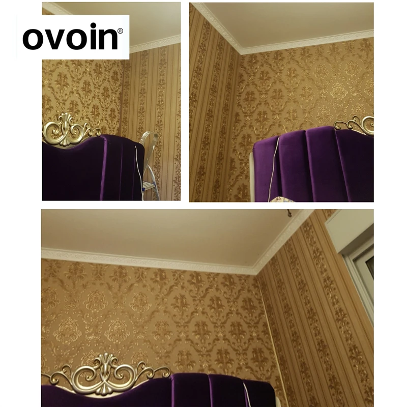 Luxury Glitter Gold Floral Damask Wallpaper Textured Yellow Vinyl Large Damask Stripe Wall Paper For Home Live Room Bedroom Roll
