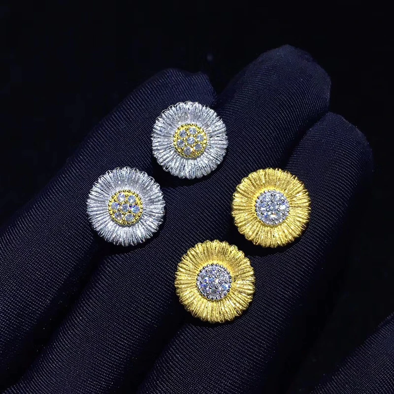 Local focal 925 Серебряный цветочный дизайн стильные серьги-гвоздики