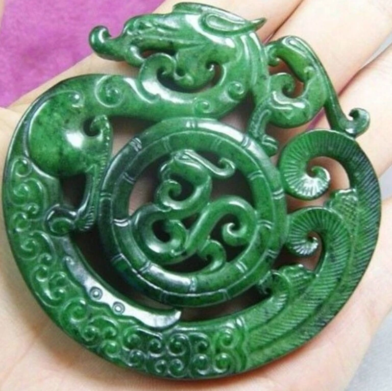 

CHINESE OLD HANDWORK CARVE GREEN Jades DRAGON PENDANT/ Free Shipping