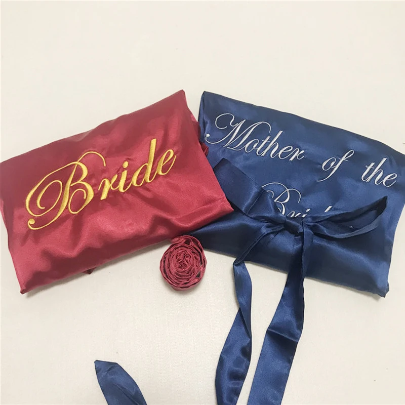 1 шт много вышивка на заказ имя атласные пижамы халат подарок на день рождения Свадебное предложение команды Невеста курица вечерние подарки невесте