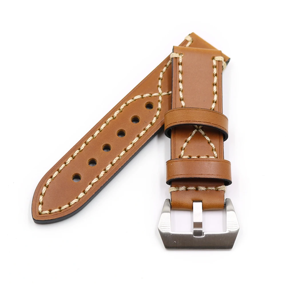 Rolamy Watch Band 20 22 24 26mm Leather Strap For Tag CARRERA Omega Montblanc Panerai Daytona Submariner Tissot Watchbands Strap