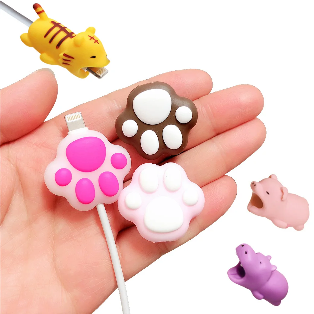 

1 pcs cat claw Animal cartoon Cable bites Protector for Iphone stress relief toys Accessory Toy Gift