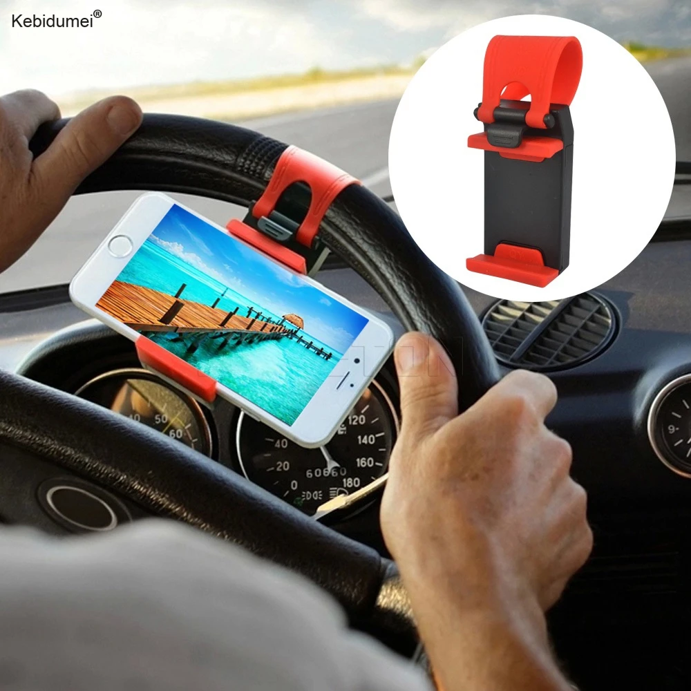 

kebidumei 2017 New Universal Car Phone Holder Adjustable Rubber Band Automobile Steering Wheel Accessories Car Styling 2017 Hot