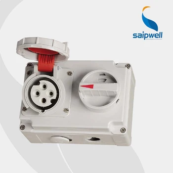 

IP67 4Poles 16A 400V interlock switch socket / International Standard Socket with Switches and Mechanical Interlock SP-7279
