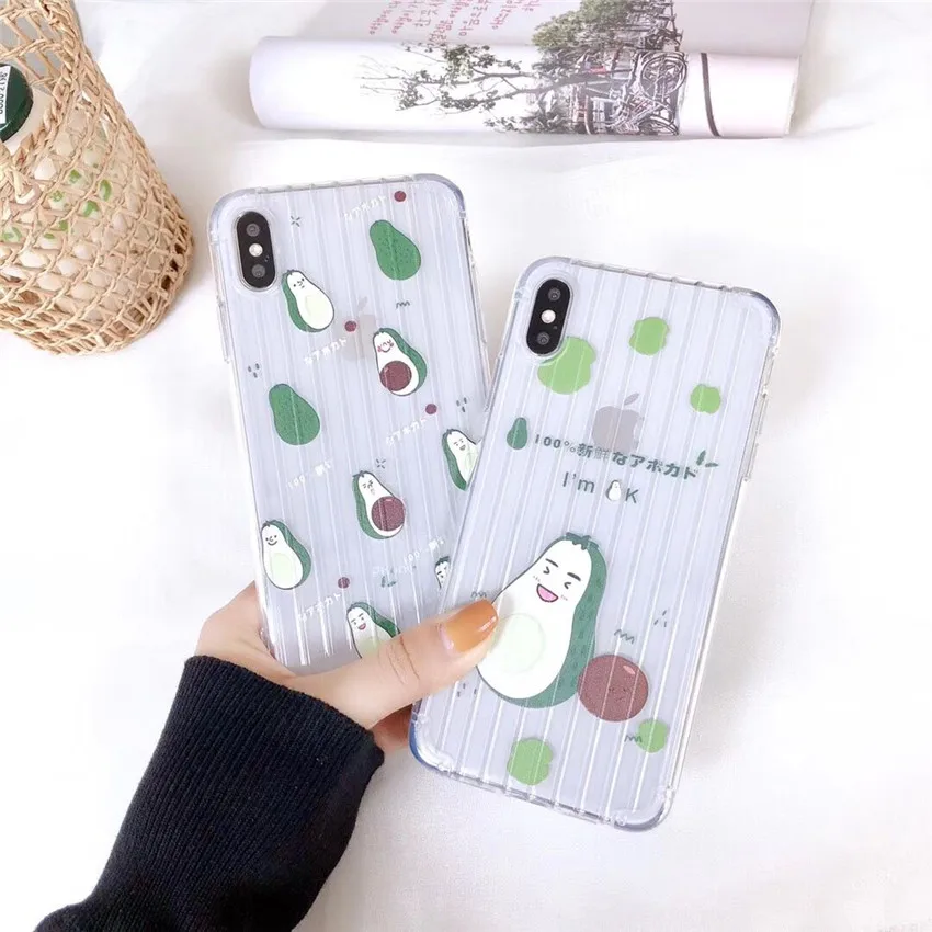 

Suitcase stripe cute pattern Transparent soft TPU Mobile phone case for iPhone 6 6s 7plus 8plus X XR XS MAX cover